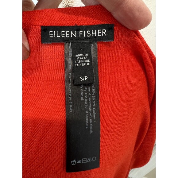 Eileen Fisher Cardigan Sz S Orange Wool Cashmere blend Knit Open-Front Sweater - Picture 6 of 9